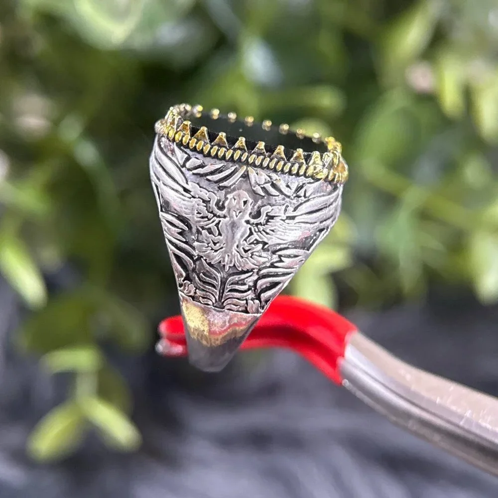 Large Black Ring‎ With Gold Accent